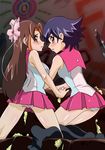  2girls ass black_hair blush bow brown_hair hair_bow multiple_girls panties sachi sachi_(yuu-gi-ou_zexal) sei sei_(yuu-gi-ou_zexal) straw_(artist) straw_(yokubou_hiroba) underwear yu-gi-oh! yu-gi-oh!_zexal yuu-gi-ou_zexal 