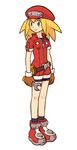  1girl belt capcom female full_body hat jumpsuit official_art red_shoes rockman rockman_dash rockman_dash_3 roll_caskett romper solo utility_belt 