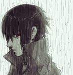  1boy black_hair hedoro_(beet) male male_focus naruto rain red_eyes solo uchiha_sasuke wet_hair 
