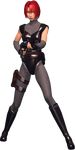  1girl 3d bag bare_shoulders bodysuit boots breasts capcom detached_sleeves dino_crisis elbow_gloves female fingerless_gloves franchi_pa3 full_body gloves gun holster leotard official_art red_eyes red_hair regina satchel short_hair shotgun simple_background skin_tight solo spandex thigh_strap weapon 