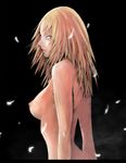  back bare_back black_background blonde_hair breasts claymore colored cover cover_page miria nipples nude silver_eyes simple_background spiked_hair 