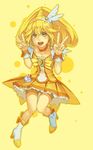  :d bad_id bad_pixiv_id bike_shorts blonde_hair blush boots bow choker cure_peace double_v dress earrings eyelashes full_body hair_flaps hair_ornament jewelry kise_yayoi long_hair magical_girl open_mouth orange_choker ponytail precure shorts shorts_under_skirt simple_background skirt smile smile_precure! solo v wide_ponytail wrist_cuffs yellow yellow_background yellow_bow yellow_eyes yellow_shorts yellow_skirt yuuji_(and) 