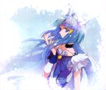  aoki_reika blue blue_background blue_hair bow bowtie chiyo_(rotsurechiriha) choker cure_beauty eyelashes hair_tubes head_wings long_hair magical_girl precure sidelocks smile_precure! solo tiara 