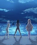  ass barefoot beach cloud fin_e_ld_si_laffinty from_behind ka-9 kyouno_madoka moonlight muginami multiple_girls night night_sky nude ocean rinne_no_lagrange sky star_(sky) starry_sky 