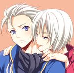  2boys annoyed blue_eyes blush brothers capcom coat dante devil_may_cry devil_may_cry_3 frown incest karukanko looking_back multiple_boys siblings smile sweatdrop tongue trench_coat trenchcoat vergil white_hair yaoi 