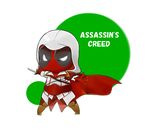  assassin&#039;s_creed assassin's_creed assassin's_creed_(series) chibi cosplay crossover deadpool marvel ubisoft weapon 