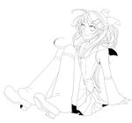  alternate_hair_length alternate_hairstyle greyscale highres kagamine_rin lineart looking_at_viewer monochrome smile solo ui_(rot) vocaloid 