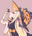 1boy 1girl abigail_williams_(fate/grand_order) blonde_hair bow cape fate/grand_order fate_(series) fujimaru_ritsuka_(male) hair_bow hat jack-o&#039;-lantern long_hair mikage_(curry_berg_dish) miniboy nail_polish open_mouth profile size_difference tongue tongue_out vore witch_hat 