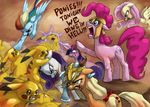  applejack_(mlp) blood english_text equine female fluttershy_(mlp) friendship_is_magic gore horn horse impaling my_little_pony pikachu pinkie_pie_(mlp) pok&eacute;mon pony rainbow_dash_(mlp) rarity_(mlp) sparta twilight_sparkle_(mlp) wings 