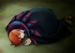  animal_print bad_id bad_pixiv_id blanket cloak fate/zero fate_(series) kubyou_azami leopard_print male_focus orange_hair scalpel shoes sleeping sneakers solo uryuu_ryuunosuke 