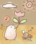  animal flower mabo-udon mouse no_humans original plant sun 