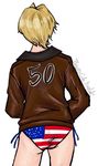  america america_(hetalia) ass coat lowres panties plain_background simple_background solo swimsuit thierrycole underwear white_background 