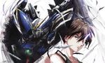  2012 blue_eyes brown_hair dated feathers glowing gundam gundam_wing heero_yuy highres male_focus mecha stu_dts wing_gundam_zero_custom 