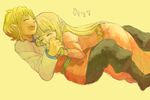  1girl bad_id bad_pixiv_id blonde_hair bracelet closed_eyes couple hetero hug jewelry link long_hair pointy_ears princess_zelda smile the_legend_of_zelda the_legend_of_zelda:_skyward_sword yo_mo 