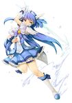  aoki_reika bike_shorts blue blue_eyes blue_hair blue_skirt boots choker crystal_sword cure_beauty eyelashes hair_tubes head_wings highres hitoto ice knee_boots long_hair magical_girl precure shorts shorts_under_skirt skirt smile_precure! solo standing sword tiara water weapon white_background wrist_cuffs 