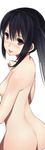  :p ass bad_id bad_pixiv_id black_hair blush hullabaloo k-on! long_hair nakano_azusa nude out-of-frame_censoring purple_eyes simple_background solo tongue tongue_out twintails white_background 