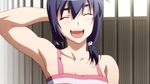  animated animated_gif armpits bandages blue_hair closed_eyes face kanbaru_suruga lowres monogatari_(series) nisemonogatari non-web_source open_mouth screencap shaft 