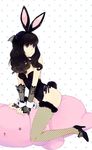  animal_ears bad_id bad_pixiv_id black_eyes black_hair bunny_ears bunny_girl bunny_tail bunnysuit fake_animal_ears fishnet_legwear fishnets kamen_rider kamen_rider_fourze_(series) kotono nozama_tomoko solo stuffed_animal stuffed_toy tail thighhighs wavy_hair wrist_cuffs 