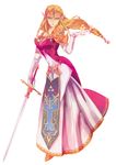  bad_id bad_pixiv_id blonde_hair by_esc earrings gloves green_eyes highres jewelry long_hair pointy_ears princess_zelda solo standing sword the_legend_of_zelda the_legend_of_zelda:_twilight_princess triforce weapon 