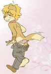  blonde_hair canine collar cub dog emerald-physics hair male mammal panties solo topless underwear young 