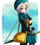  bad_id bad_pixiv_id bag copyright_name dragon_quest dragon_quest_vi fading gloves hat kasane_(cynthia) looking_back male_focus outside_border purple_eyes scabbard sheath shoulder_bag solo sword terry weapon white_hair 