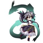  alternate_color black_hair dress full_body gen_3_pokemon hair_ribbon hemogurobin_a1c jewelry long_hair open_mouth orange_eyes personification pokemon ponytail rayquaza ribbon ring shiny_pokemon silhouette solo transparent_background 