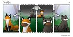  :3 canine comic emily_chan food fox mammal meat mindfuck paradox raccoon sitting stupidfox symmetry thinking watermark webcomic 