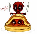  chibi deadpool eating food lowres marvel pancake spider-man spider-man_(series) 