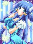  aoki_reika blue blue_eyes blue_hair blue_skirt boots breasts choker cleavage cure_beauty hair_tubes head_wings kazuki_hiyori large_breasts long_hair magical_girl precure skirt smile_precure! solo tiara wrist_cuffs 