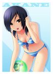  :o bad_id bad_pixiv_id ball beachball bikini black_hair brown_eyes character_name extra front-tie_top groin k-on! leaning_forward long_hair looking_at_viewer navel open_mouth round_teeth satou_akane shian_(my_lonly_life.) solo striped striped_bikini swimsuit teeth twintails 