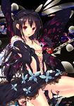  accel_world black_gloves black_hair blush breasts bug butterfly butterfly_wings chain cuffs dress elbow_gloves foreshortening gloves hairband high_heels highres insect kuroyukihime long_hair nipples open_mouth outstretched_arm outstretched_hand panties purple_eyes shackles shoes small_breasts solo underwear wings yagami_shuuichi 