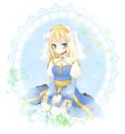  1st-mn archbishop blonde_hair blue_eyes blush cleavage_cutout cross flower hair_flower hair_ornament hairband hands_on_lap ragnarok_online sitting solo veil wariza 