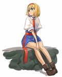  alice_margatroid bad_id bad_pixiv_id bangs blonde_hair blue_eyes blue_skirt boots capelet full_body hairband hand_on_thigh hips looking_away necktie rock sash shibasaki_shouji short_hair simple_background sitting skirt solo touhou white_background 