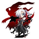  blue_eyes darkrai full_body gen_4_pokemon hair_over_one_eye hemogurobin_a1c necktie personification pokemon ponytail silhouette smile solo transparent_background white_hair 