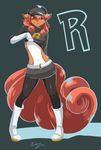  female fox hair hat kitsune mammal mingchee multiple_tails nintendo patty_(mingchee) pok&#233;mon pok&eacute;mon red_hair solo team_rocket video_games vulpix 