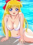  aino_minako bikini bishoujo_senshi_sailor_moon blush breasts cleavage large_breasts navel pirochi pool sailor_venus smile solo swimsuit water 