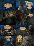  blue_eyes canine comic dhaval dialog english_text fire male mammal outside rukis sword text water weapon 