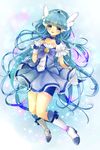  aoki_reika aqua_background bike_shorts blue blue_hair blue_skirt boots chiro_reeta choker cure_beauty eyelashes full_body hair_tubes head_wings heart heart_background knee_boots long_hair magical_girl precure shorts shorts_under_skirt sidelocks skirt smile_precure! solo tiara wrist_cuffs 