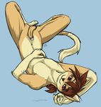  anthro brown brown_fur brown_hair cat feline fur hair hiro human hybrid male mammal nude penis pose purple_eyes smile solo sorako sunbathing uncut 