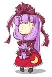 :&gt; blush bow cosplay crescent dress frills front_ponytail hair_bow hair_ornament hair_ribbon kagiyama_hina kagiyama_hina_(cosplay) long_hair natsuki_(silent_selena) patchouli_knowledge purple_hair red_dress ribbon simple_background smile solo standing touhou white_background |_| 