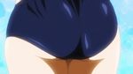  animated animated_gif ass ass_focus blue_hair bottomless buruma buruma_pull gym_uniform maken-ki! nijou_aki pulled_by_another surprised 