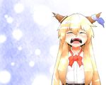  blonde_hair closed_eyes commentary_request crying fangs highres horns ibuki_suika long_hair open_mouth solo tears touhou yuuki_(yukigeshou_hyouka) 