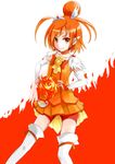  bike_shorts bow bowtie bridal_gauntlets choker cure_sunny fire hair_bun hair_ornament hairpin hino_akane_(smile_precure!) kiichi_(picchi0112) magical_girl orange_(color) orange_choker orange_eyes orange_hair orange_neckwear orange_skirt precure red_shorts short_hair shorts shorts_under_skirt skirt smile smile_precure! solo thighhighs white_legwear 