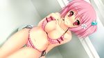  1girl akinomiya_akane bikini blush breasts cleavage game_cg ima_mo_itsuka_mo_faruna_runa kamiya_tomoe pink_hair solo swimsuit 