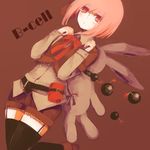  bad_id bad_pixiv_id bag belt bomb bow bowtie brown_background bunny lemontea original pink_hair red_eyes shorts simple_background solo thighhighs 
