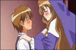  animated animated_gif breast_smother breasts brown_hair huge_breasts long_hair lowres nipples nun purple_eyes undressing vampire_(hentai_ova) vampire_(oav) vampire_(ova) vampire_vol._2 
