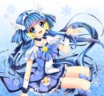  :d aoki_reika bike_shorts blue blue_background blue_eyes blue_hair blue_skirt boots bow bowtie brooch choker cure_beauty eyelashes hair_tubes head_wings jewelry long_hair open_mouth precure shorts shorts_under_skirt sidelocks skirt smile smile_precure! snowflakes solo tiara uzuki_aki wrist_cuffs 