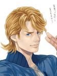  bad_id bad_pixiv_id blonde_hair blue_eyes blue_jacket bomber_jacket jacket keith_goodman male_focus neopara salute tiger_&amp;_bunny translated 