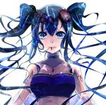  blue_eyes blue_hair choker face hatsune_miku jewelry long_hair necklace shirayuki_towa simple_background solo twintails vocaloid white_background 