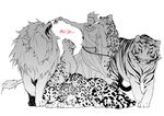  animal bad_id bad_pixiv_id bracelet cheetah fate/stay_night fate/zero fate_(series) gilgamesh greyscale hiramatsu_(rama) jaguar jewelry leopard lion male_focus monochrome necklace smile tiger 